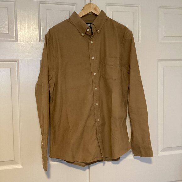 Lands' End Tan Corduroy Collard Men’s Button Down Shirt Size L NWOT - Picture 1 of 8